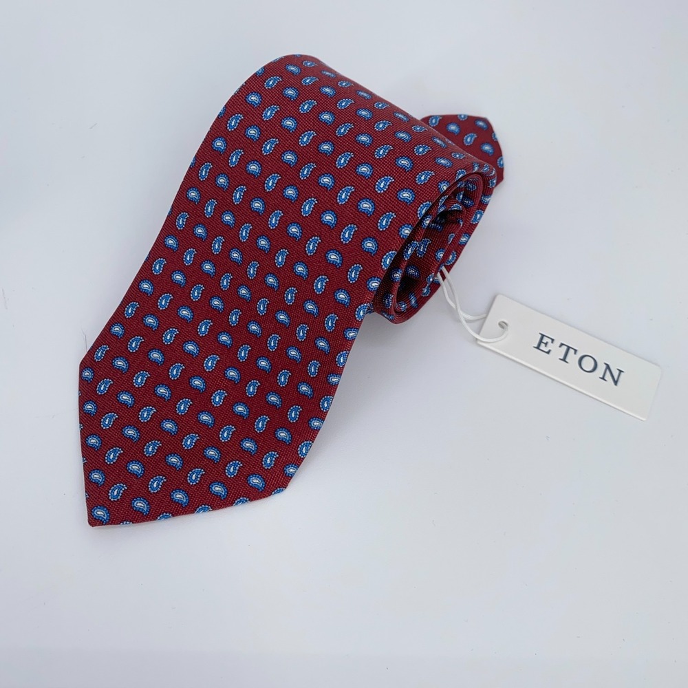 Eton Tie Mens One Size Multi Paisley Silk Classic Luxury Necktie Italy Made NWT